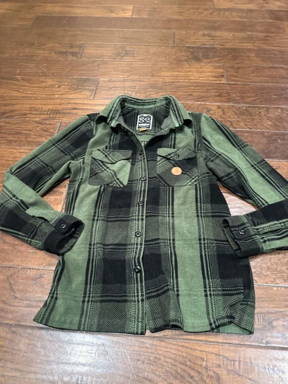 ThirtyTwo Reststop Polar Fleece Repel Shirt Forest Green Plaid - Picture 4 of 5